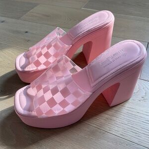 Pink platform sandals